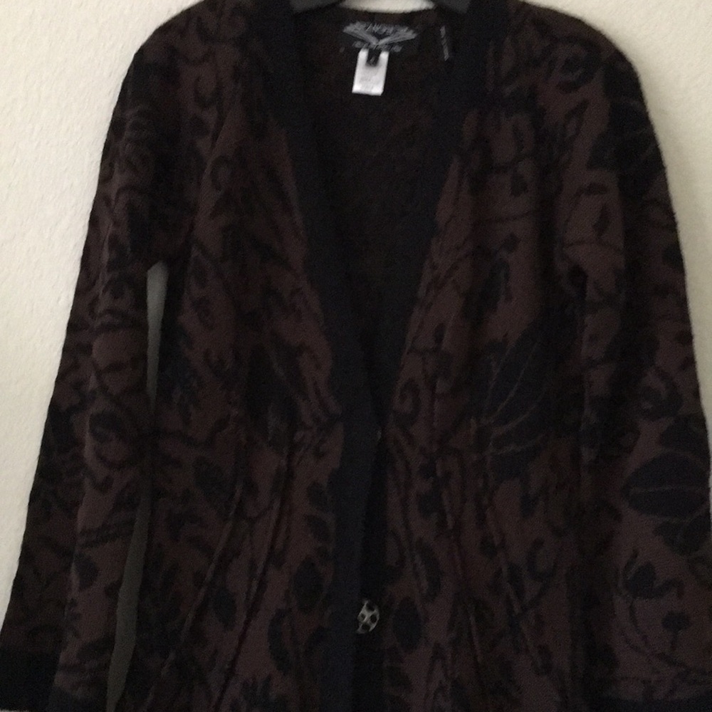 NWT Angel knitted in black brown long sweater, length is 42”(F)-47”(back)